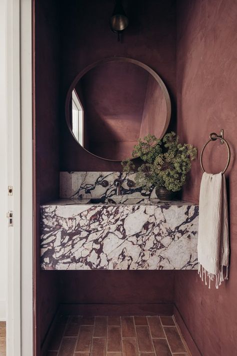 Bathroom Moody, Limewash Walls, Spanish Modern, Concrete Pad, Patio Tiles, Spanish Style Home, Marble Sinks, Storing Paint, Bathroom Renos