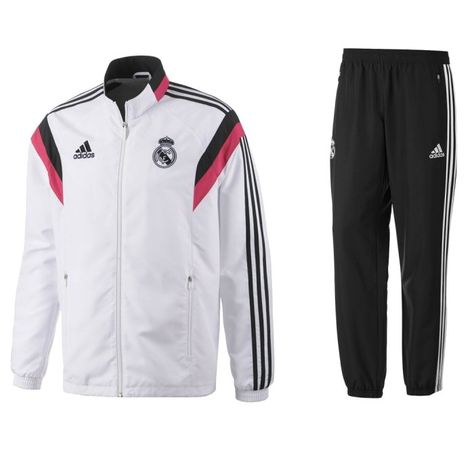 Real Madrid Presentation Tracksuit 2014 - 2015 (White) http://www.soccerbox.com/84004 Real Madrid Jacket, Real Madrid Merchandise, Real Madrid 2014, Real Madrid Adidas, Real Madrid Training, Urban Culture, Training Tops, Men Fashion Casual Outfits, Track Jackets