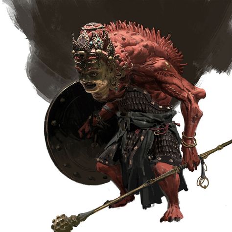 Earth Rakshasa Concept Art - Black Myth: Wukong Art Gallery Wukong Concept Art, Yokai Monsters, Wukong Art, Concept Portfolio, Mythical Art, Black Myth Wukong, Journey To The West, Game Concept Art, China Art