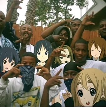 Group Pfp 6 People, Celebrities With Anime Characters, Rapper And Anime, Group Pfps, Group Pfp, Gangsta Anime, Hard Photo, Anime Rapper, 2013 Swag Era