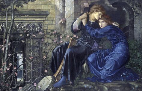 Edward Coley Burne-Jones (1833-1898), Love Among the Ruins, 1873, watercolour, 96.5 x 152.4 cm. In a private collection. - Mysterious Art Century Burne Jones, Pre Raphaelite Brotherhood, Edward Burne Jones, John Everett Millais, Tate Britain, Pre Raphaelite, The Ruins, Custom Posters, Art Movement