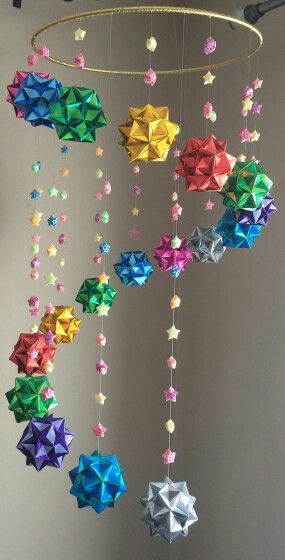 . Origami Lucky Star, Origami Mobile, Origami And Quilling, Instruções Origami, Origami Paper Art, Modular Origami, Etsy Diy, Paper Craft Diy Projects, Origami Design