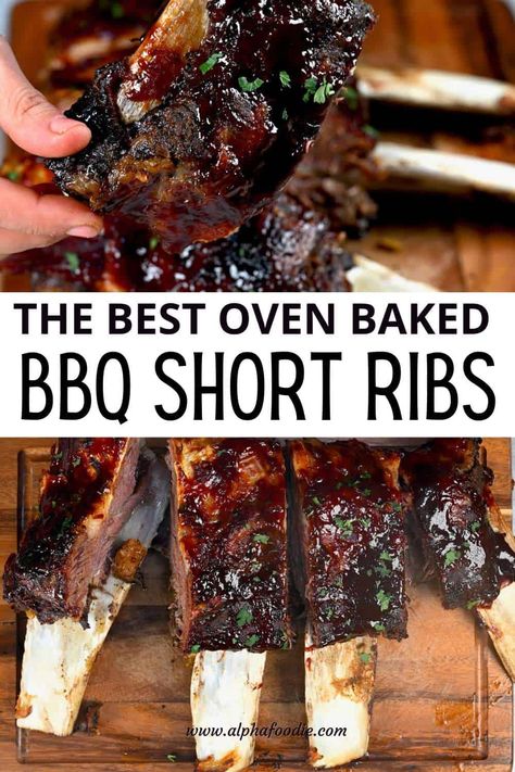 How to cook beef short ribs in the oven with homemade spice rub and BBQ sauce. A perfectly succulent, melt-in-the-mouth tender, delicious protein for satisfying, comforting, crowd-pleasing meals! Beef Short Rib Recipes Oven, Short Ribs In The Oven, Beef Short Ribs Oven, Short Ribs In Oven, Short Rib Recipes Oven, Pork Short Ribs, Ribs Recipe Oven, Bbq Beef Short Ribs, Bbq Beef Ribs