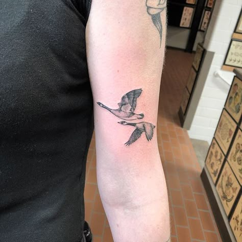 Wild Geese Tattoo, Geese Tattoo, Alex Tattoo, Goose Tattoo, Aa Tattoos, Dragon Tattoo Ideas, Spilled Ink, Tattoos Inspo, Wild Geese