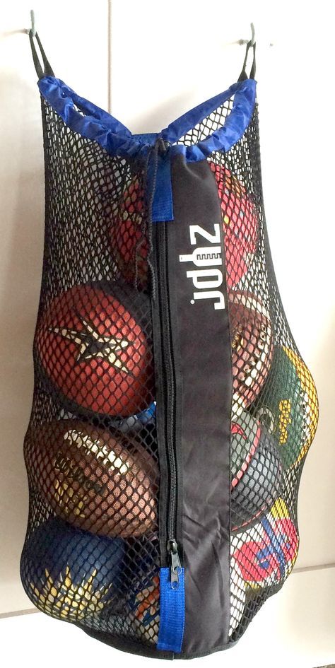 Hang this easy to access netted ball bag in your garage so you and your family can quickly find what they need. The Zypr. #organizing Sports Equipment Storage, Sports Storage, Diy Storage Shed, Used Woodworking Tools, Shed Organization, Garage Organize, Ball Storage, Garage Shed, Equipment Storage