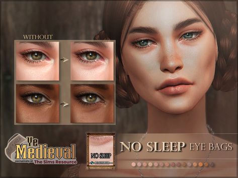 Sims4 - Eye bags for those tired overworked sims. This is part of the YeMedieval collection at TSR (TS4) - RemusSirion #ts4 #ts4cc #thesims4 #thesims4cc #s4cc #sims4 #sims4cc #tsr #thesimsresource #remussirion #medieval #yemedieval Sims 4 Alpha, Sims 4 Medieval, Sims 3 Cc, Sims 4 Cc Eyes, Makeup Cc, Skin Details, Sims 4 Cc Makeup, Sims 4 Body Mods, Nose Mask