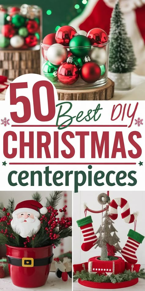 50 Best DIY Christmas Centerpieces for Every Style Office Christmas Party Table Centerpiece, Dollar Tree Candle Crafts Christmas, Diy Christmas Center Piece For Table, Christmas Table Decorations Centerpiece Diy Ornaments, Christmas Gift Centerpiece Ideas, Floral Christmas Centerpieces For Table, Centerpieces For Holiday Party, Easy Diy Christmas Centerpieces Simple, Centerpiece Christmas Table Diy