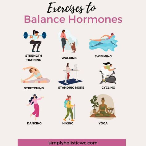 How to Balance Your Hormones with Exercise — Simply Holistic Wellness Hormone Balancing Recipes, Hormone Imbalance Symptoms, Low Estrogen Symptoms, Balance Your Hormones, Womb Healing, Improve Nutrition, Too Much Estrogen, Simple Exercise, Low Estrogen