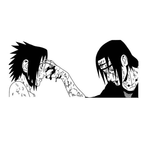 Itachi Touching Sasuke Forehead, Itachi Sasuke Tattoo, Anime Panel Tattoo, Manga Panel Tattoos, Berserker Tattoo, Cool Half Sleeve Tattoos, Naruto Painting, Comic Tattoo, Bull Tattoos