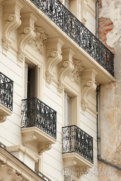 Ornamental balconies in the spa town of Vichy in the Auvergne. Ornamental Molding, Vichy France, Wrought Iron Balcony, Architecture Styles, Architecture Antique, French Balcony, Apartment Decorating Ideas, Town Houses, Classic House Exterior