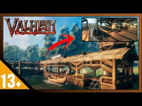 Valheim: How To Build Dock - Seawall Harbour - (Large Build Guide) - YouTube Valheim Dock, Sea Wall, How To Build, A Video, Boats, Building