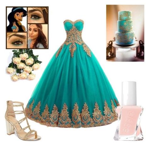 Festa de aniversário da princesa, 15 vestidos, Festa princesa jasmine Princess Jasmine Wedding, Teal Quinceanera Dresses, Aladdin Wedding Theme, Aladdin Wedding, Princess Jasmine Party, Quinceanera Theme, Princess Jasmine Birthday, Jasmine Party, Disney Punk