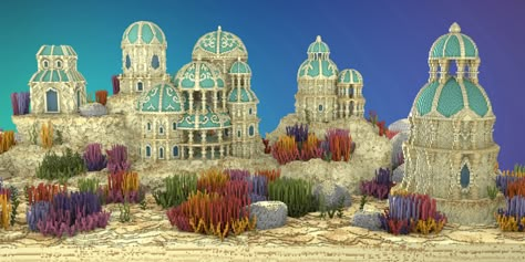 Atlantis | According to my own ideas [⬇] Minecraft Map Atlantis Minecraft Build, Mermaid Castle Minecraft, Underwater Castle Minecraft, Minecraft Ocean Castle, Minecraft Atlantis Build, Minecraft Underwater City, Underwater Builds Minecraft, Minecraft Mermaid House, Atlantis Minecraft