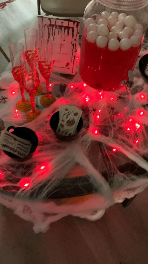 Pin on HALLOWEEN Halloween Party Tunnel, Paranormal Party Ideas, Halloween Decorations For A Party, 24th Birthday Ideas For Him Parties, Spooky Party Ideas For Adults, Red Halloween Party Decor, Horror Themed Centerpieces, Thriller Birthday Party, Micheal Myers Birthday Party Ideas