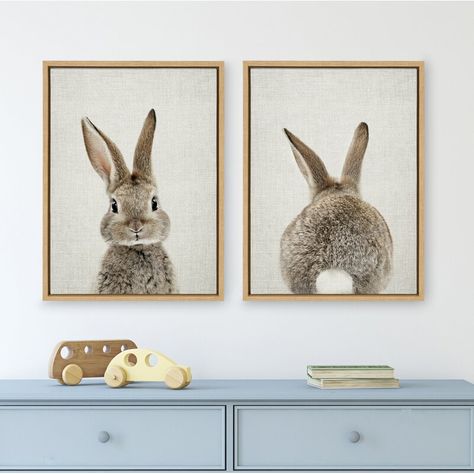 Isabelle & Max™ Bunny Portrait On Linen And Bunny Tail On Linen Framed On Canvas 2 Pieces by Amy Peterson Print & Reviews | Wayfair Bunny Portrait, Baby Animal Art, Bunny Watercolor, Brown Wall Art, Bunny Decor, Textured Canvas Art, Bunny Art, Bunny Tail, Portrait Wall