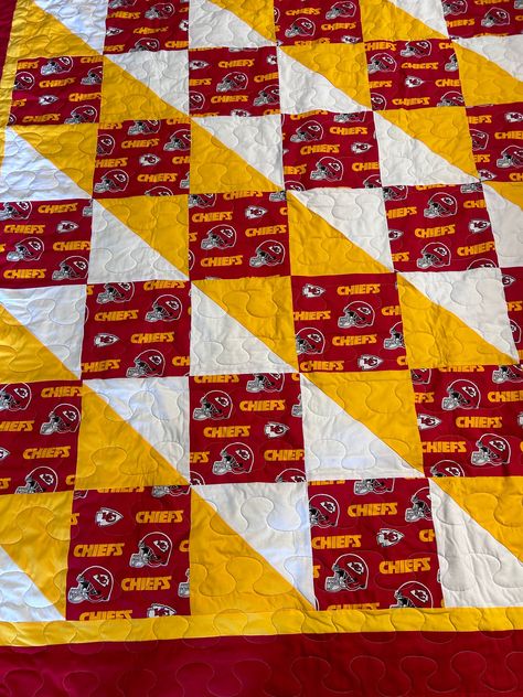 Kansas City Chiefs Quilt, Chiefs Quilt, Orange Quilt, Block Patterns, Quilt Block Patterns, Quilt Block, Kansas City Chiefs, Throw Quilt, Pattern Blocks