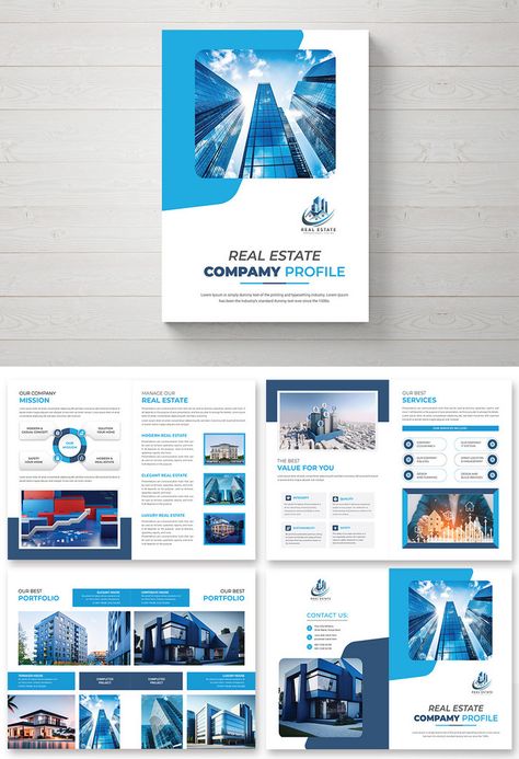 Real Estate Company Profile Brochure Template#pikbest##Templates Real Estate Layout Design, Real Estate Company Profile, Company Profile Brochure, Education Brochures, Real Estate Brochure, Brochure Design Layout, Graphic Design Brochure, Design Brochure, Brochure Cover