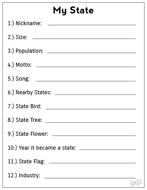 Free Printable My State  Geography Worksheet  Homeschooling Help  Freebies First Grade History For 3rd Grade, Third Grade Printables Free, 1st Grade Geography Worksheets, Kindergarten Homeschool Social Studies, 2nd Grade History Worksheets, 1st Grade History Worksheets, 7th Grade History Worksheets, Homeschool Worksheets Free 2nd Grade, Free Printable 3rd Grade Worksheets