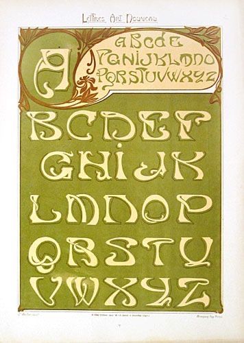 Pinterest Fonts, Art Nouveau Typography, Motifs Art Nouveau, Pinterest Art, Art Nouveau Illustration, French Art Nouveau, Typography Alphabet, Art Nouveau Poster, Fancy Fonts