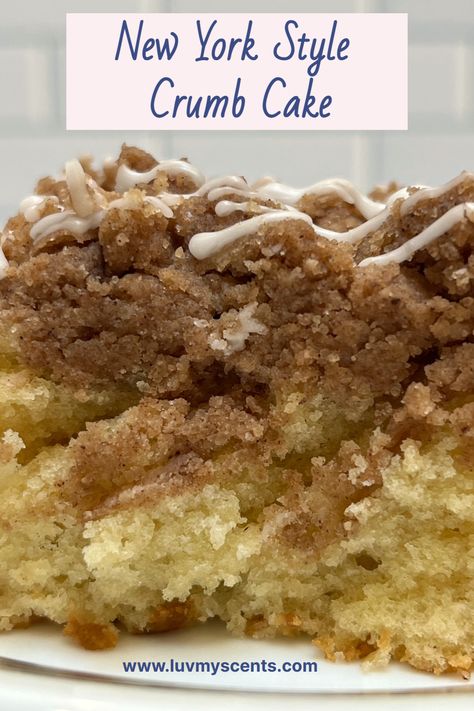 Slice of NY Style Crumb Cake Small Batch Crumb Cake, Ny Style Crumb Cake, New Jersey Crumb Cake, New York Coffee Cake, Coffee Cake Small Batch, Small Batch Coffee Cake Recipes, Ny Crumb Cake Recipe, Small Batch Cake Recipes, Small Batch Cake Recipe