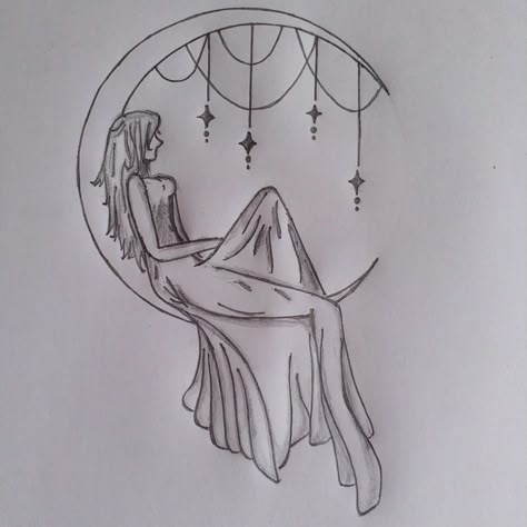 girl on the moon  #art #artwork #drawing #drawthisisyourstyle #artist #moon #girl #sketch #sketchartist #pencil #pencilart #blackandwhite Fairy And Moon Drawing, Fairy Moon Drawing, Moon Silhouette Art, Full Moon Drawing Pencil, Sketches Of The Moon, Moon Art Drawing Pencil, Moon Fairy Drawing, Fairytale Drawings Easy, Moon Girl Tattoo