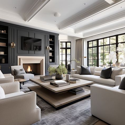 2 Sofas In Living Room Layout Fireplaces, Hearth Room Decorating Ideas, Classic Elegant Living Room, Ideas For Either Side Of Fireplace, Timeless Family Room, Transitional Interior Design Style Living Room, New Classic Furniture Salon, Family Lounge Interiors, Large Formal Living Room