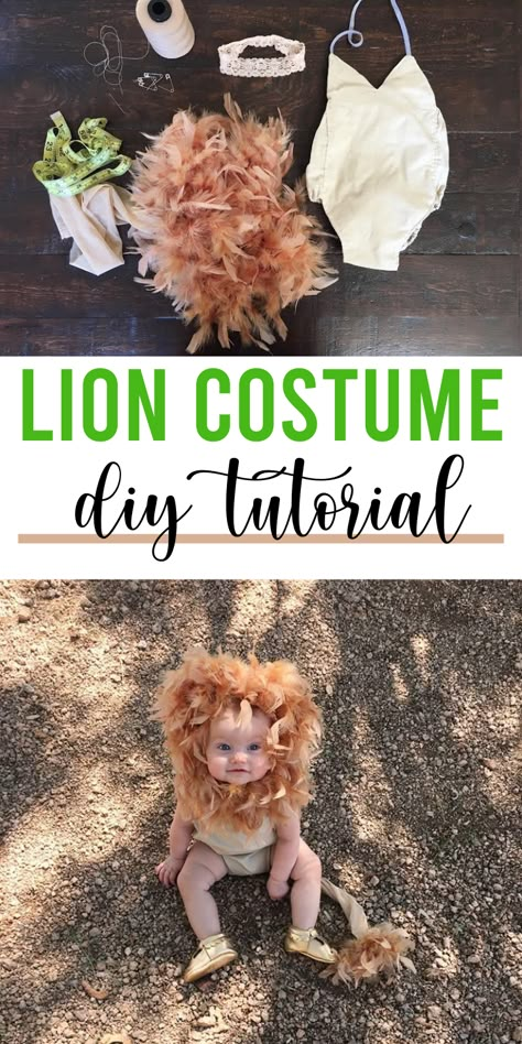 Diy Lion Costume, Lion Costume Diy, Baby Lion Costume, Costumes Faciles, Costume Lion, Lion Halloween Costume, Diy Baby Costumes, Mamma Bear, Newborn Halloween Costumes