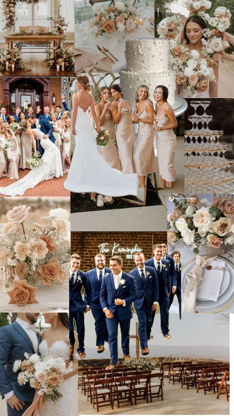 Navy Champagne Wedding, Champagne Wedding Colors Scheme, Champagne Wedding Themes, Charcoal Wedding, Navy Wedding Colors, Champagne Wedding Colors, Modern Wedding Theme, Taupe Wedding, Wedding Church Decor