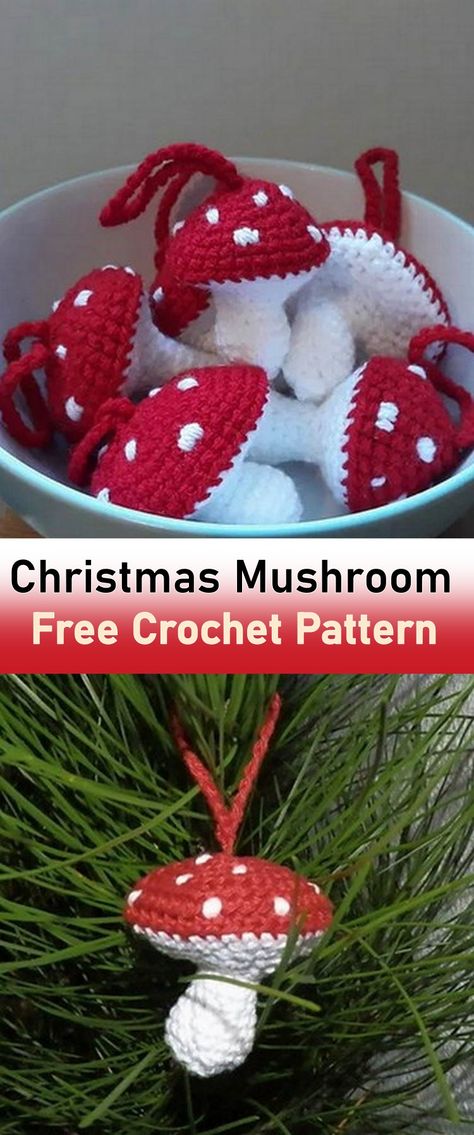 The enchanting Free Crochet Mini Christmas Mushroom Amigurumi Pattern is inspired by the festive spirit and the charm of tiny toadstools in winter wonderlands. This pattern brings a bit of woodland magic to holiday decorations, making it a delightful project for the season. Basic crochet stitches such as single crochet and double crochet are used, making this pattern accessible for beginners and enjoyable for all skill levels. The pattern is a joyful way to enhance crochet skills while indulging Crochet Mushroom Applique Pattern, Mushroom Charm Crochet, Tiny Christmas Crochet, Mini Mushroom Crochet Pattern, Tiny Mushroom Crochet, Amigurumi Mushroom Free Pattern, Free Crochet Mushroom Pattern, Quick Crochet Christmas Gifts, Mushroom Crochet Pattern Free