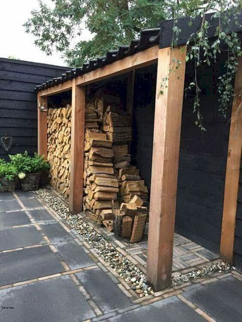 27 Easy DIY Fire Wood Rack Ideas Outdoor Firewood Storage, Firewood Storage Outdoor, Outdoor Firewood Rack, Firewood Shed, Log Store, Wood Store, Firewood Rack, Firewood Storage, Wood Shed