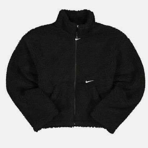 The Nike Sportswear Swoosh Jacket Is Made With Plush Sherpa Fleece To Keep You Looking And Feeling Comfortable In Cool Temps. An Embroidered Swoosh Design And A Keychain Zipper Pull Dial In The Details. Front Hand Pockets Provide Quick Storage For Essentials And Cold Hands. Moisture-Wicking Lining Helps To Keep Feeling Comfortable And Dry Throughout The Day. Oversized Fit For A Baggy, Spacious Feel 100% Polyester Machine Wash Imported Nike Fleece Jacket Outfit, Nike Sportswear Swoosh Jacket, Nike Sherpa Jacket, Oversized Fleece Jacket, Cute Black Jacket, Black Fleece Jacket Outfit, Nike Swoosh Jacket, Pull Nike, Black Sherpa Jacket