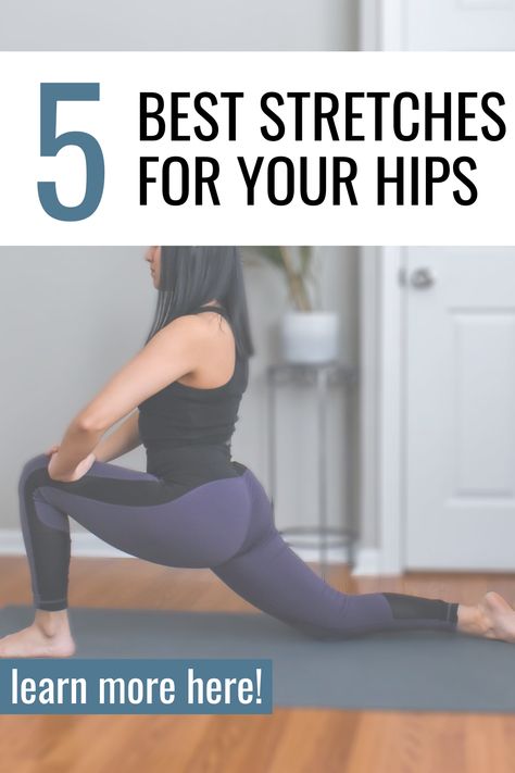 Best Hip Stretches To Improve Hip Flexibility - Stretching routine for all of your hip muscles Good Hip Stretches, Bad Hip Exercises, Hip Extension Stretch, How To Realign Your Hips, Hip And Back Stretches, Stretches For Glutes And Hips, Hip Flexor Exercises Stretching, Hip Flexor Stretch Flexibility, Banded Stretches