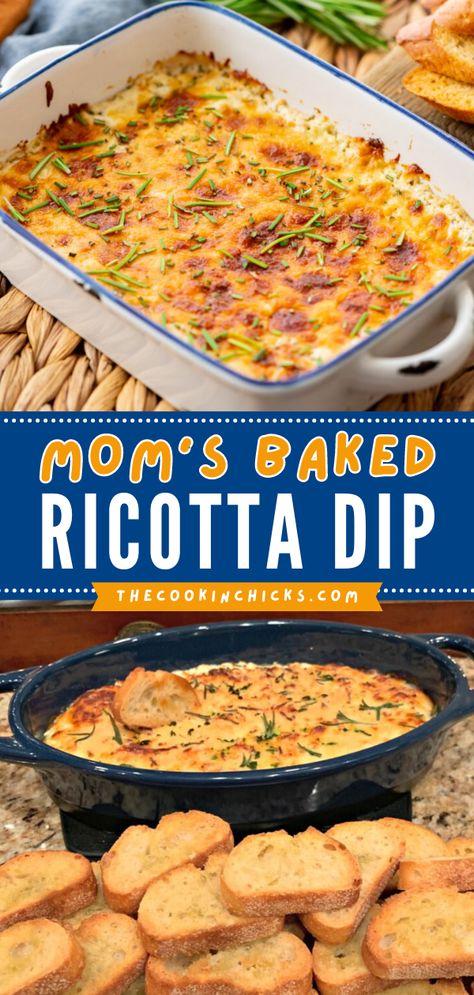 Cheese Less Appetizers, Ideas For Ricotta Cheese, Italian Cheese Dip Appetizer Recipes, Baked Riccota Cheese Dip, Baked Cheese Dip Appetizers, Spinach Ricotta Dip, What Can I Use Ricotta Cheese For, Crockpot Ricotta Dip, Ricotta Cheese Dip Appetizers