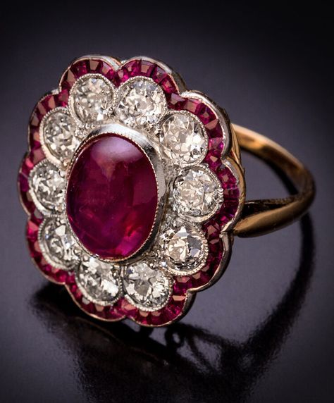 Vintage Ruby Rings, Edwardian Rings, Ruby Jewelry Ring, Cluster Engagement Ring Vintage, Ruby Ring Silver, Vintage Ruby Ring, Antique Ruby Ring, Ruby Diamond Engagement Ring, Diamond And Ruby Ring