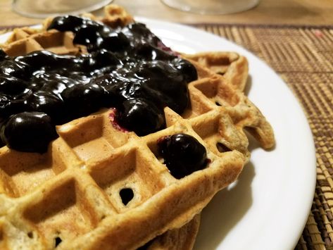 Blueberry Waffle Topping Blueberry Waffle, Pancakes For Breakfast, Blueberry Waffles, Blueberry Topping, Blue Berries, Breakfast Waffles, Waffle Toppings, Breakfast Pancakes, Frozen Blueberries