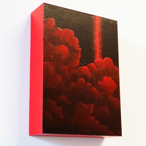 Acrylic on Wood Panel. Some spicy clouds with a laser. Is the laser going up or down? Is it a good laser or bad laser? Who knows. Red Clouds Painting, Cloud Painting Acrylic, Timeline Ideas, Red Paintings, Red Clouds, Clouds Painting, Red Cloud, Red Painting, Cloud Drawing