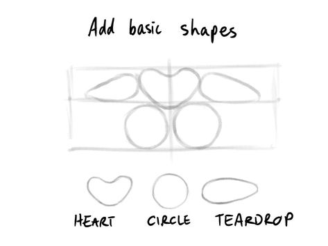 Sketch showing basic shapes that make up the form of the lips: heart, circle, teardrop. Realistic Lips, How To Draw Lips, Learn Autocad, Heart Shaped Lips, Lips Sketch, Draw Lips, How To Draw Realistic, Teaching Drawing, 2b Pencil