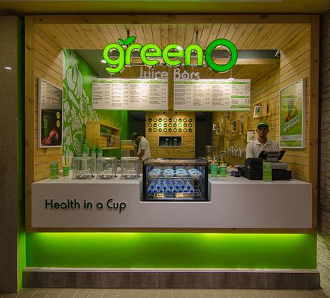 The Juice Bar/Shop design by using the concept of green, a natural color that represents health and freshness. Small Juice Bar Design, Bar Shop Design, Juice Shop Design, Juice Bar Interior, Juice Cafe, Juice Store, Juice Bar Design, Juice Shop, Smoothie Shop