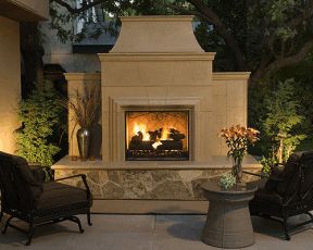 Custom Made Grand Madrid Ventless Outdoor Fireplace SE-9886 (RHP) Horizon Stone, Fireplace Vent, Vented Gas Fireplace, Vent Free Gas Fireplace, Fireplace Designs, Fireplace Cover, Outdoor Gas Fireplace, Outdoor Patio Space, Glass Fireplace