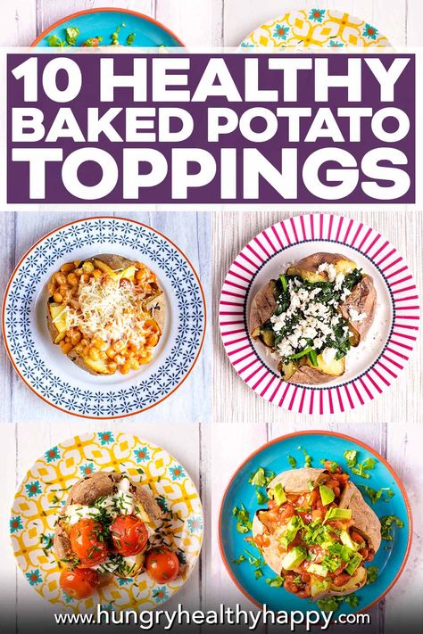 Baked potatoes are a classic autumn/winter comfort food. Fluffy potato covered in a crispy skin and then stacked high with topping. We are sharing our 10 favourite healthy baked potato toppings to keep you going through the colder months. We have Tex-Mex and Greek toppings, ways to use up leftovers and some classic easy comfort toppings. Baked Potato Lunch Ideas Healthy, Baked Potato Lunch Ideas, Baked Potato Vegetarian Toppings, High Protein Jacket Potato, Meal Prep Baked Potato, Baked Potato Variations, Healthy Stuffed Baked Potatoes, Healthy Baked Potato Toppings, Vegan Baked Potato Toppings