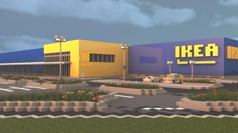 Project: IKEA Minecraft Project School Minecraft Ideas, Minecraft Shopping Center, Minecraft Shopping Mall, Ikea Minecraft, Minecraft Highschool, Garage Minecraft, Minecraft Movie Theater, Minecraft Ikea, Mall Minecraft