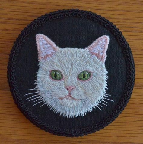 HL Tyler - 'One Of 100' X Stitch, Cat Embroidery, Cat Artwork, Thread Painting, Cat Crafts, Love Crochet, Embroidery Tutorials, White Cat, Embroidery Thread