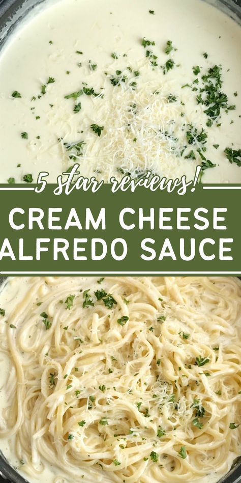 Cream cheese garlic Alfredo sauce recipe Chicken Alfredo Sauce With Cream Cheese, Alfredo Sauce Recipe With Cream Cheese No Heavy Cream, Keto Alfredo Sauce Cream Cheese, Cream Cheese Alfredo Sauce Recipe, Pasta Using Heavy Cream, Chicken Alfredo Pasta Homemade, Best Alfredo Sauce With Cream Cheese, Quick Alfredo Sauce Without Heavy Cream, Al Fredo Sauce Recipe