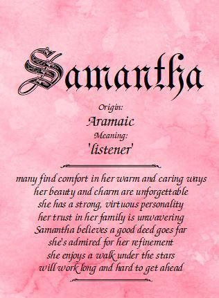 Scarlett Name, Samantha Name, Samantha Core, Meaning Of My Name, Cute Couple Names, Boy Names List, Meaning Of Names, Names And Their Meanings, Unisex Names