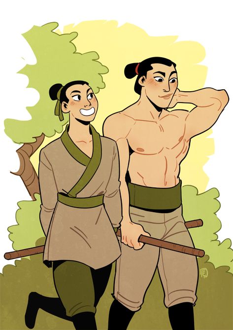 Male Mulan X Shang, Male Mulan, Mulan X Shang, Li Shang, Disney Gender Bender, Disney Punk, Characters Disney, Princesas Disney Anime, Disney Au