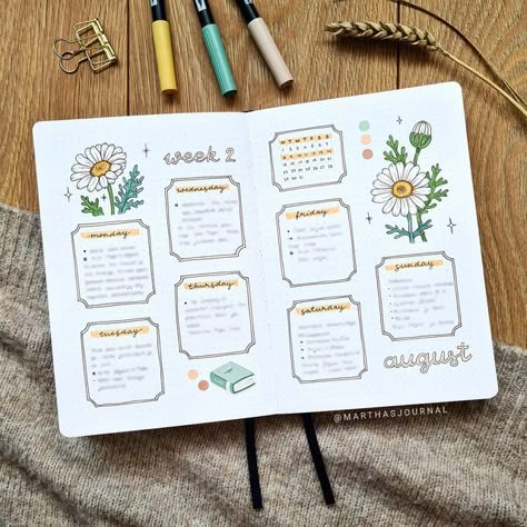 Flower Bujo, Weekly Bujo Spread, Daisy Drawing, Bullet Journal 2024, Bullet Journal Work, Bujo Weekly Spread, Creating A Bullet Journal, Flowers Daisy, Bullet Journal Ideas Templates