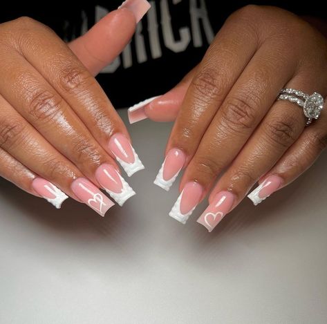 @sugaatips Nails Biab, Evil Eye Nails, Milky Nails, Colored Acrylic Nails, Girly Acrylic Nails, French Tip Acrylic Nails, Simple Acrylic Nails, Work Nails, French Acrylic Nails