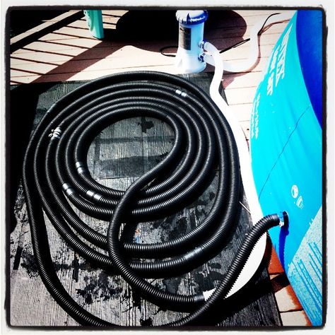 DIY Solar Pool Heater! - Joan Ellen Cornell Above Ground Pool Heater, Diy Pool Heater, Solar Pool Heater Diy, Pool Warmer, Solar Pool Heating, Diy Heater, Swimming Pool Heaters, Solar Pool Heater, Pool Heaters