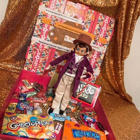 Willy Wonka Elf On The Shelf, Wonka Christmas, Elf Activities, Elf Antics, Elf Ideas, Purple Jacket, Christmas Wonderland, Willy Wonka, Shelf Ideas