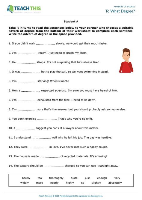 Adverbs Worksheet, Speaking Activity, Parts Of Speech Activities, Esl Games, English Exercises, English Grammar Worksheets, Esl Resources, Speaking Activities, Conversational English